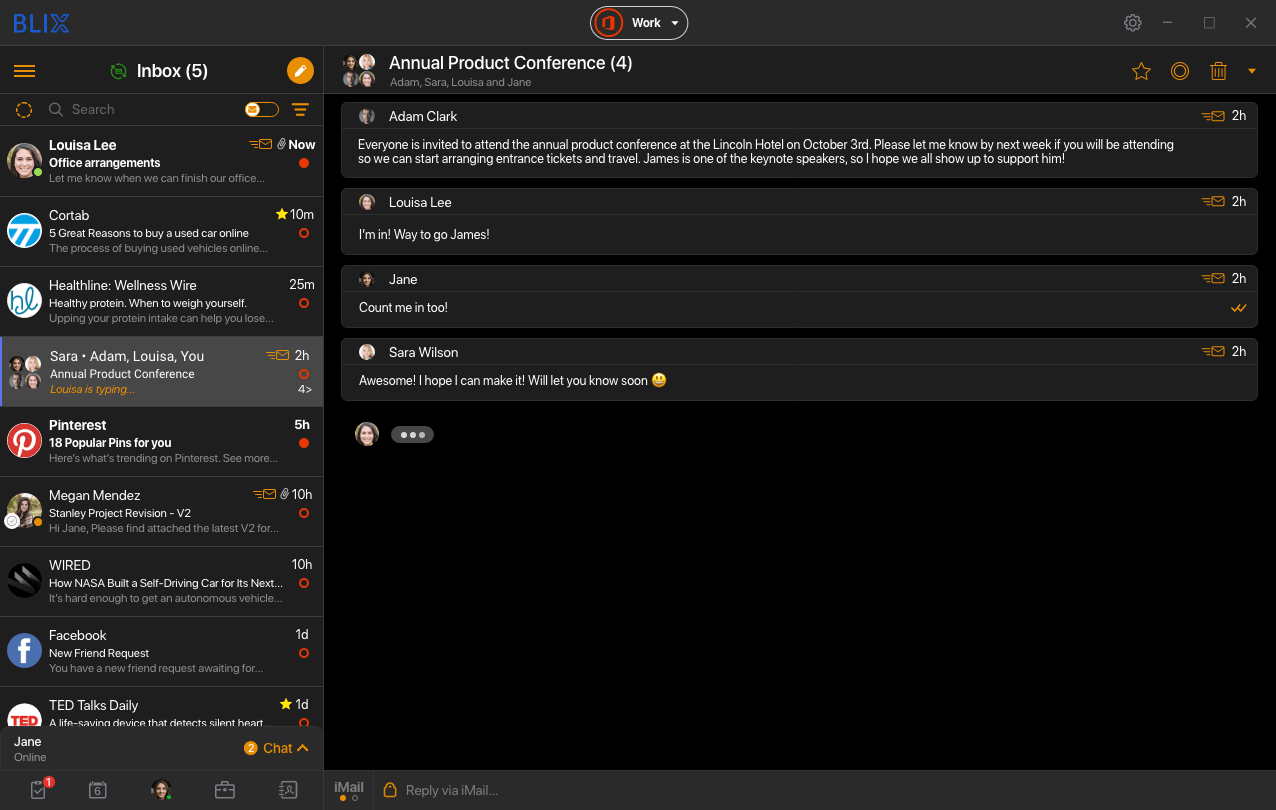 Blix in dark mode