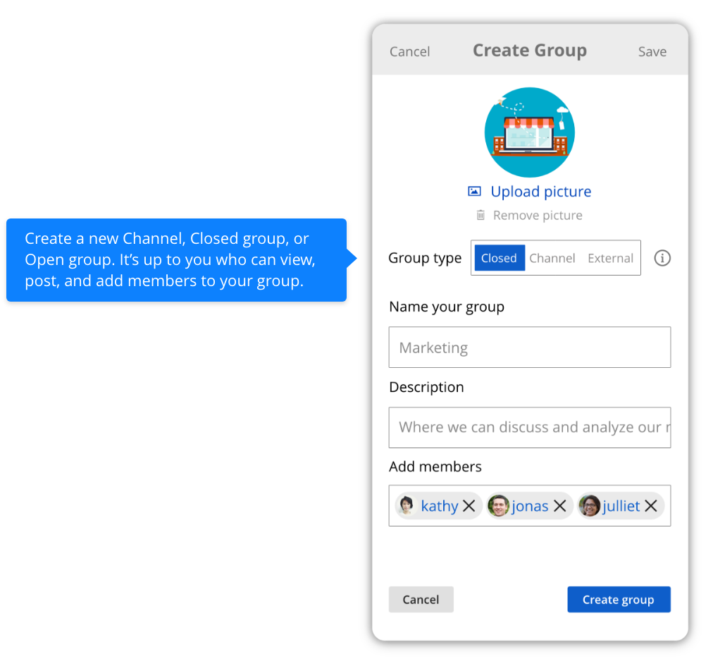 Creating teams and channels in Blix on mobile